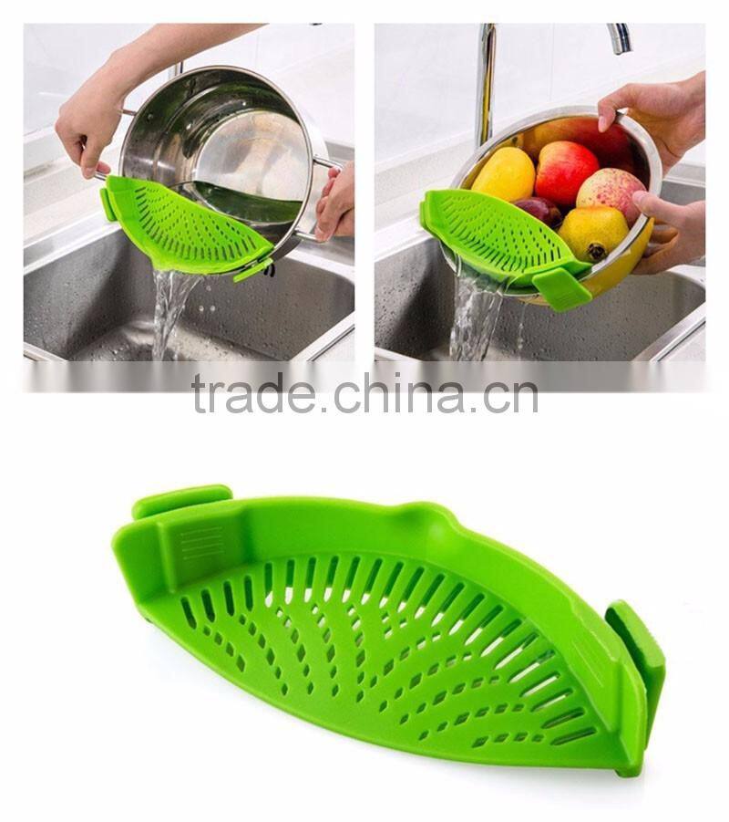Hot Sale Clip-on Silicone Strainer,Universal Size Fits Most Pans