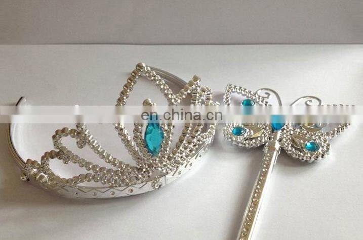PAS-0764 Girls party cosplay set Cinderella tiara wand and necklace set
