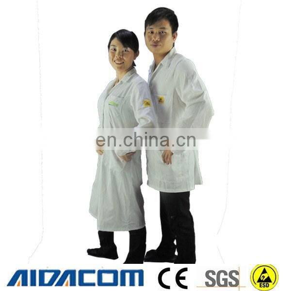 Jacket type, 5mm grid white Poly/cotton Anti-static smock