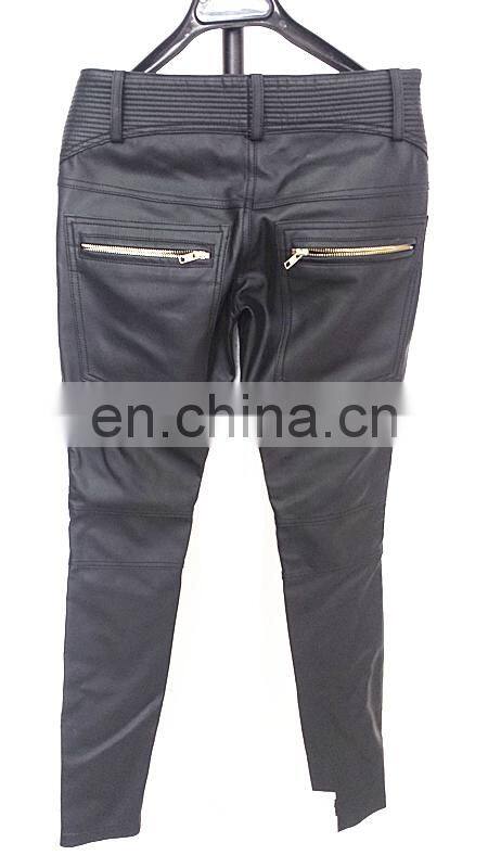 ladies fashion tight fitting sexy stretch lamb leaather pants