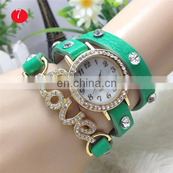 2014 Wholesale Cheap Vintage Leather Wrist Watch 3-stand bracelet watch