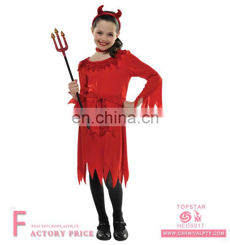 sequin devil horns, sequin devil horns with pitch fork, red devil halloween costumes Child Lil Devil Costume