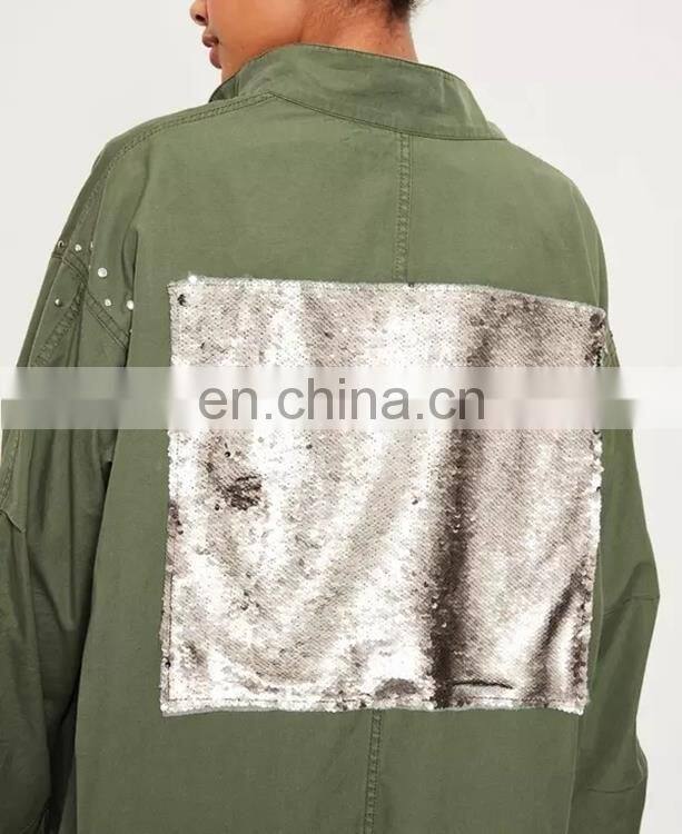 OEM serives women new pants army greencosts design long sleeves ladies coats