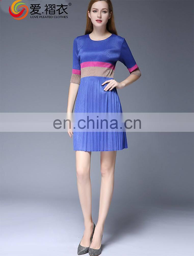 Short Sleeve Mix Color Summer One Piece Girls Dress For Girls