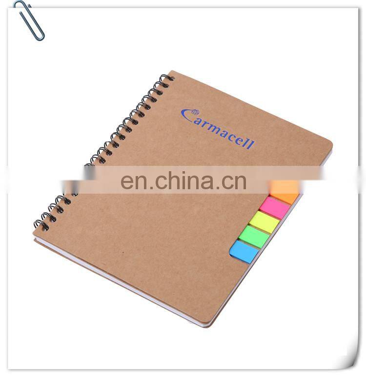 cheap promotion recycled carton paper cover Notepad with pens and self-adhensive papers