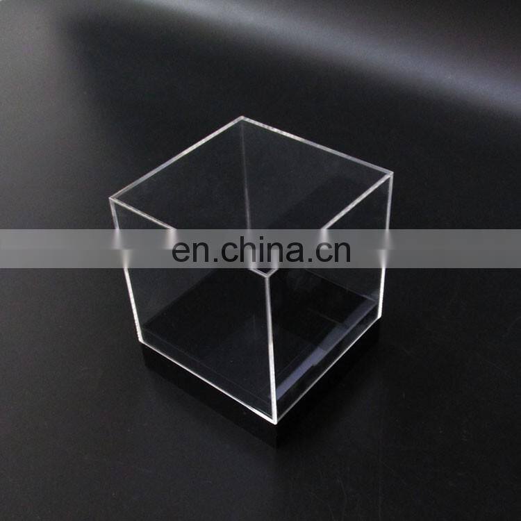 Cube Square Shape Clear Small Acrylic Display Boxes Transparent Plexiglass Perspex Jewellry Display Box With Black Base