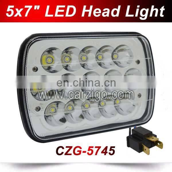 Hi/Lo beam waterproof USA chip Sealed Beam 12v 24w 5x7" Square Led Headlights for truck heavy duty motorcycle auto parts