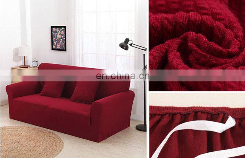 High quality fitted couch cover plain knitting sofa cover