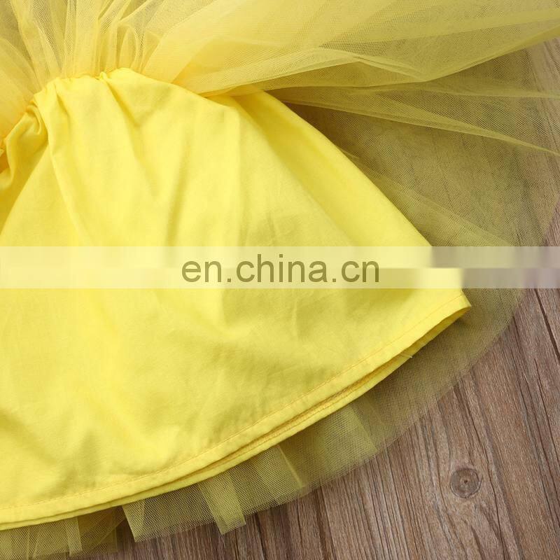 3Pcs Newborn Yellow Clothes Set Kid Baby Girl Outfit Off Shoulder Top+Tutu Tulle Skirt Set Summer Baby Clothing