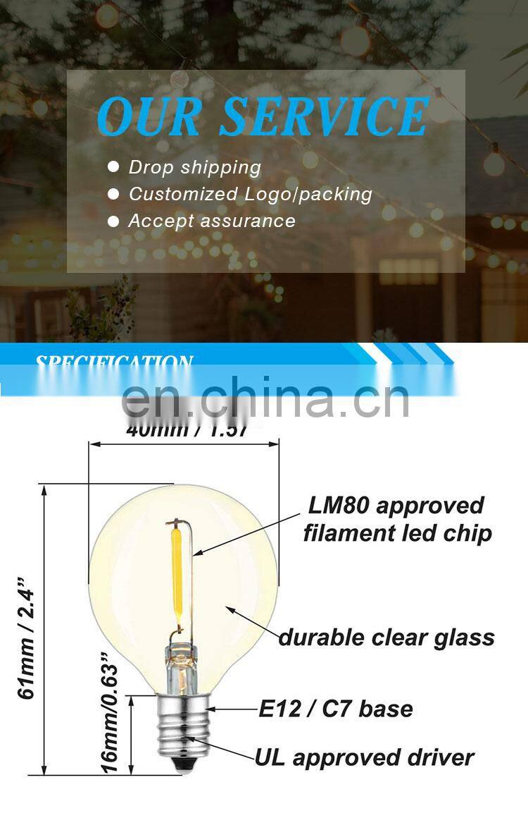 Brimax G40 Outdoor Garden String Lights 50ft Garden Patio Led String Light Outdoor