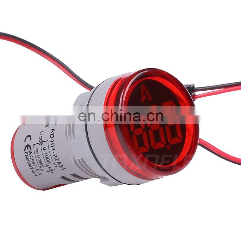 22mm Ampermeter AC220V 100A Digital Display Monitor Current Indicator Signal Light Ammeter Tester Measuring Ampere Meter
