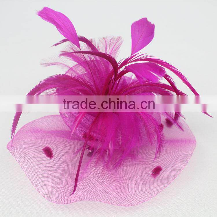 2015 Elegant Hair Accessories Feather Sinamay Fascinator Clip