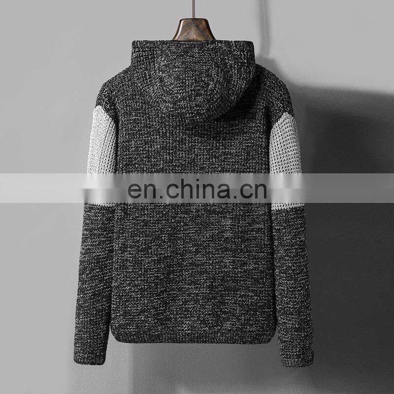 Merchant direct sale half high neck pullover hooded loose knit men's men's sweater