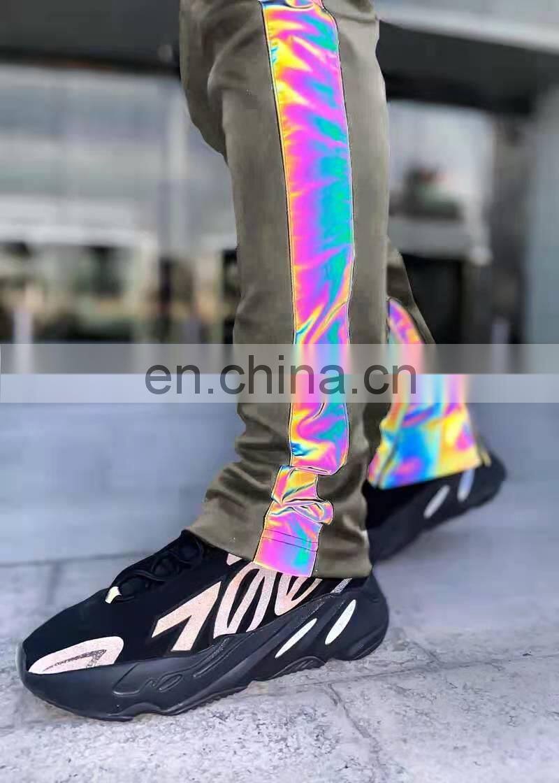 New foreign trade night running reflective strip men's casual pants men's trendy brand hip-hop reflective feet men's pants