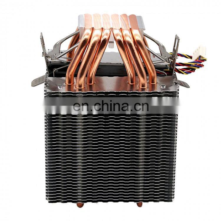 4Pin CPU Cooler 1155 1156 AVC Pure Copper 6 Heat Pipe Single Cooling Fan