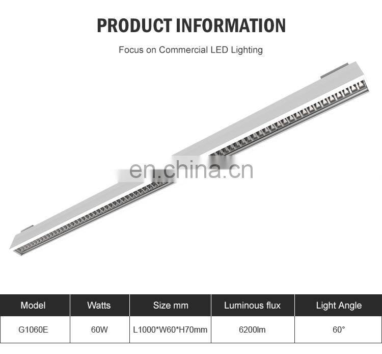 Modern High Lumen Office Airport Aluminum Smd 4000k 60w Led Linear Light
