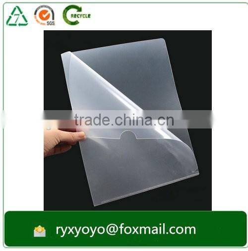 Transparent glossy polypropylene plastic a4 size L shape clear folder