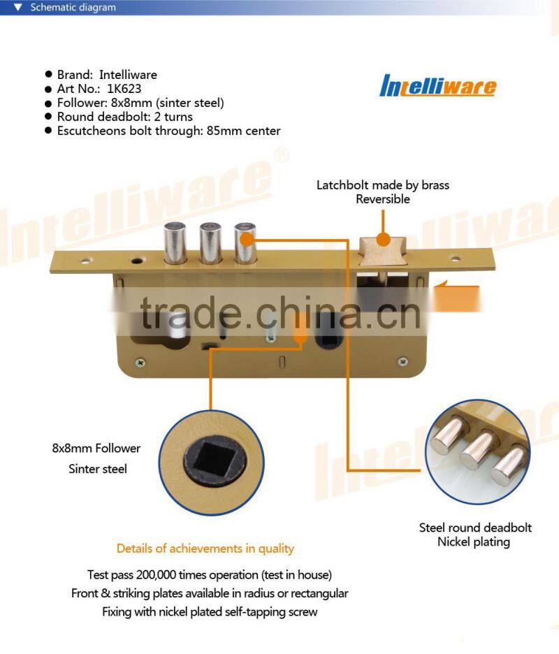 European model GP color cylinder lock steel front plate with powder coating