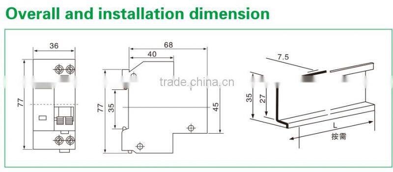 High quality Phase line neutral line earth leakage earth leakage circuit breaker CMGB3L-32 6A 10A 16A 20A 25A 32A