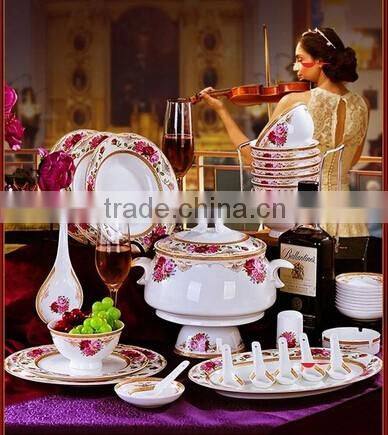 56 pcs new house ceramic and porcelain dinner plate set for family