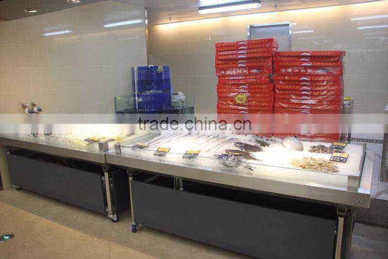 APEX stainless steel with glass case refrigerated fish display table