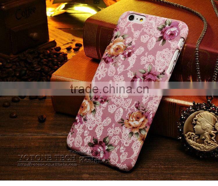 Rose flower polyester skin european style colorful minion case for Iphone 6 4.7 5.5 inch