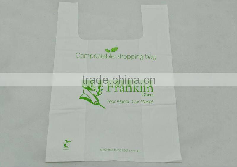 2014NEW Biodegradable plastic T-shirt bag with printing