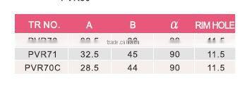 Valvula curva para rueda tubeless, con forma de codo PVR70