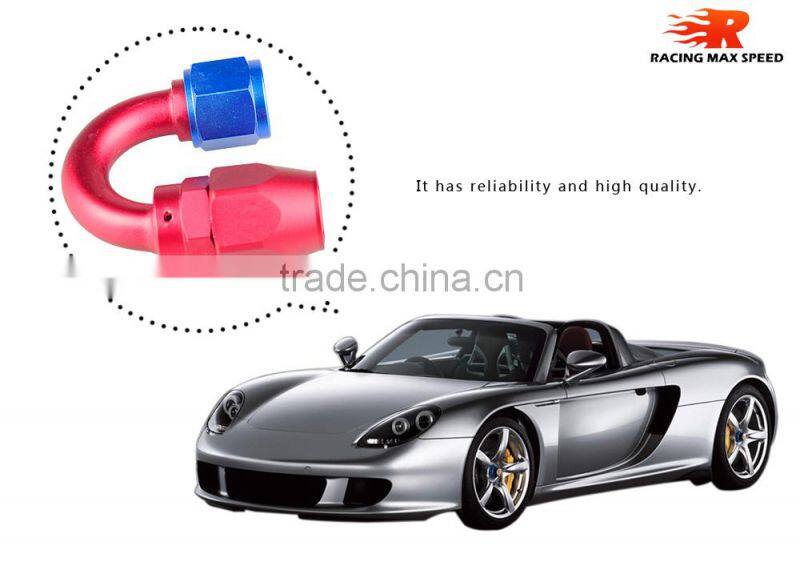 Aluminum oil cooler fitting 180 degree resuable hose end fuel line hose end fitting adaptor blue and red 40-180-10
