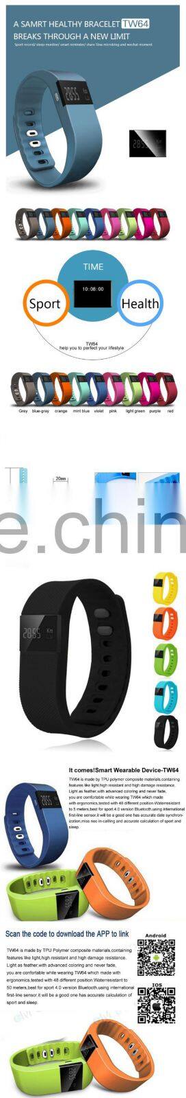 Smart bracelet tw64,smart sports bracelet bluetooth with manual