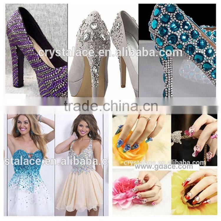 Glass crystal resin non hot fix diamond black bag packing in China wholesale market