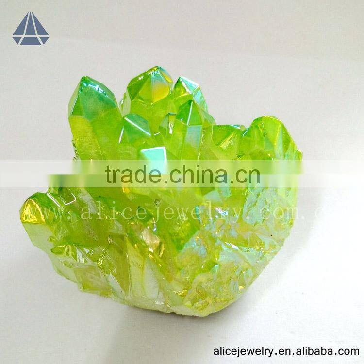 Wholesale Pink/purple/green/blue/champagne/yellow/ruby Aura Quartz Healing Stones and Crystals