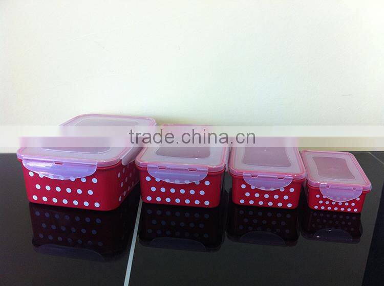 PP Food Grade Round shape Storage Container Set BPA Free Polka dot food container lunch box set of 4