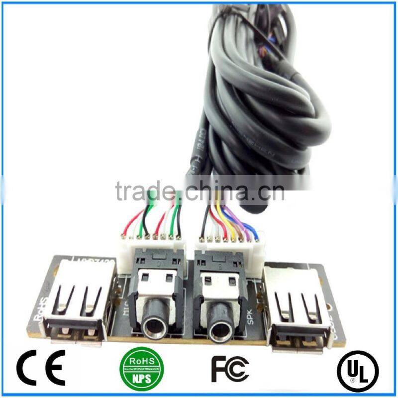 Front Panel Cable Dual USB2.0+HD AUDIO I/O PC Board Cable For Computer With Cable