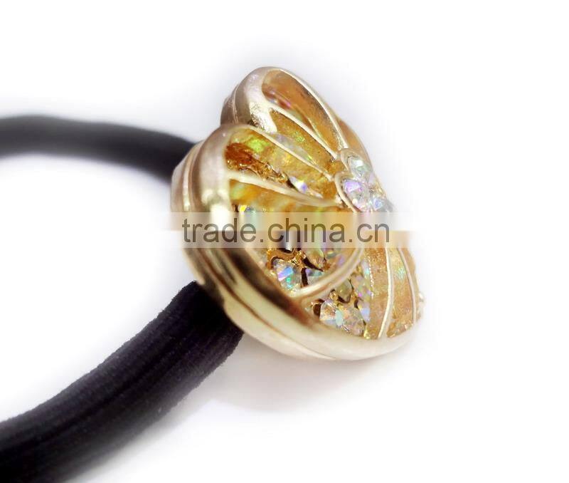 Double Layer Style Hollow Design Heart Hair Tie With Charming Stones