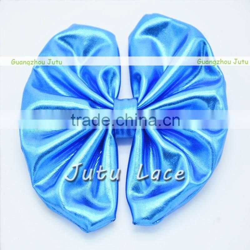 Wholesale DIY craft decorative flowers hair bows -Big Shiny Fabric Golden Bowknots Garment Accessories
