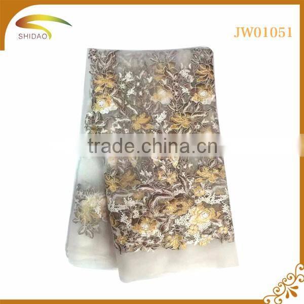 high quality latest african Japan decorative embroidery 3D patterned silk fabric market in Japan