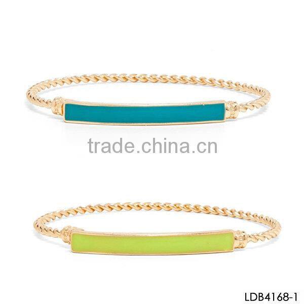 Tuquoise candy color fancy items fried dough twist enamel tab bracelets