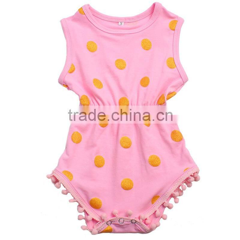 pink gold polka dots baby bodysuit wholesale infant clothing baby romper