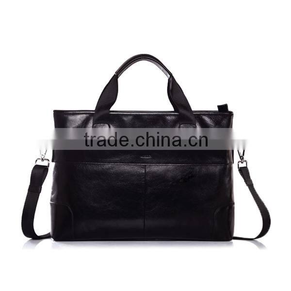 High-end oil wax cow leather tote clutch bag for middle-aged gentlemen dual bag