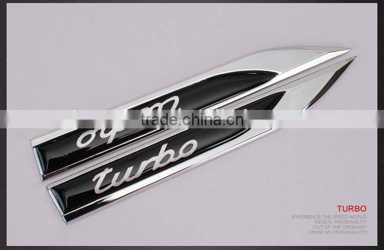 2pcs chrome Auto car Dagger Fender Emblems Sticker Badge Decal fit for TURBO NEW