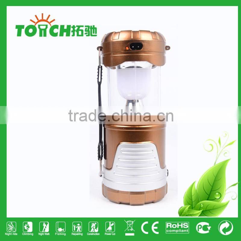 New Product Promotion Solar Rechargeable LED Lantern Flashlight Camping Light with 3w Flashlight Outdoor Camping Lamp