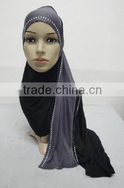 JL045 cotton jersey black with colors combine mulim scarf,muslim hijab