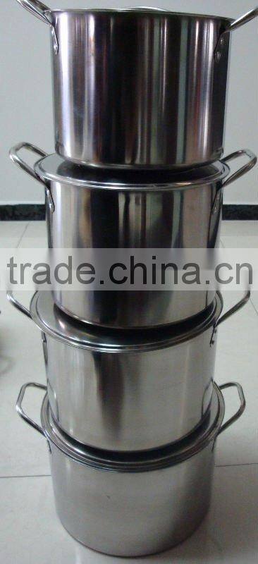 Stainless steel vertical body 4pcs stock pot set