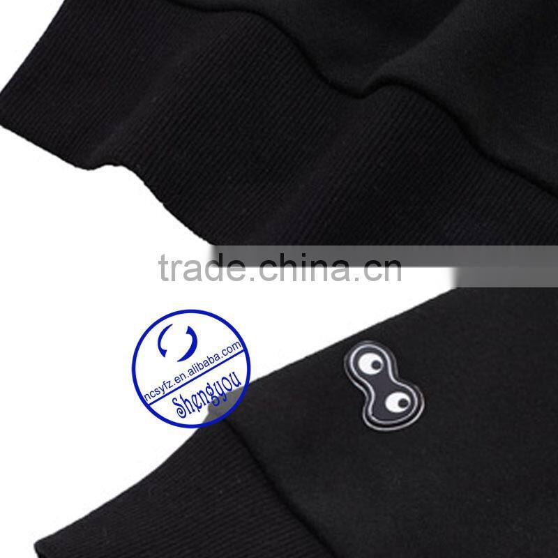 Custom 100% Fleece Polyester Men Black Pullover Printed Hoodie Sweatshirts