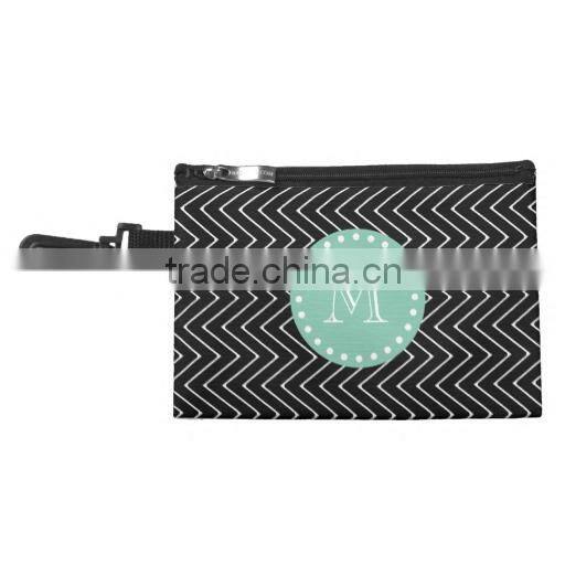 Black and White Striped Pattern Hot Pink monogrammed cosmetic bag