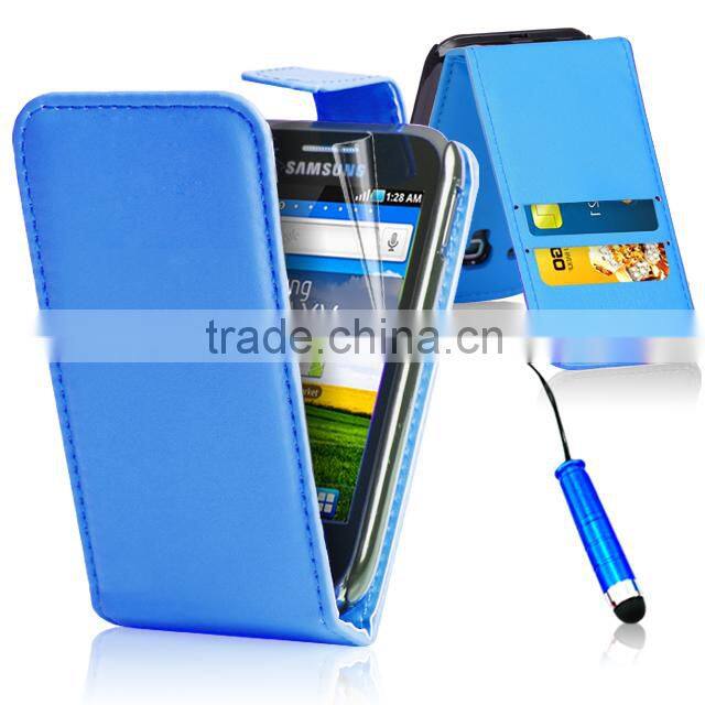 Set Screen Protector Stylus And Case For Samsung Galaxy Ace S5830 , Dark Blue Leather Wallet Shenzhen Phone Case