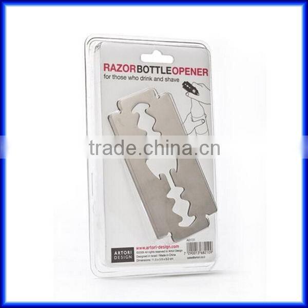 Funny Stainless Steel Metal Razor Blade Beer Bottle Opener/Metal razor blade bottle opener