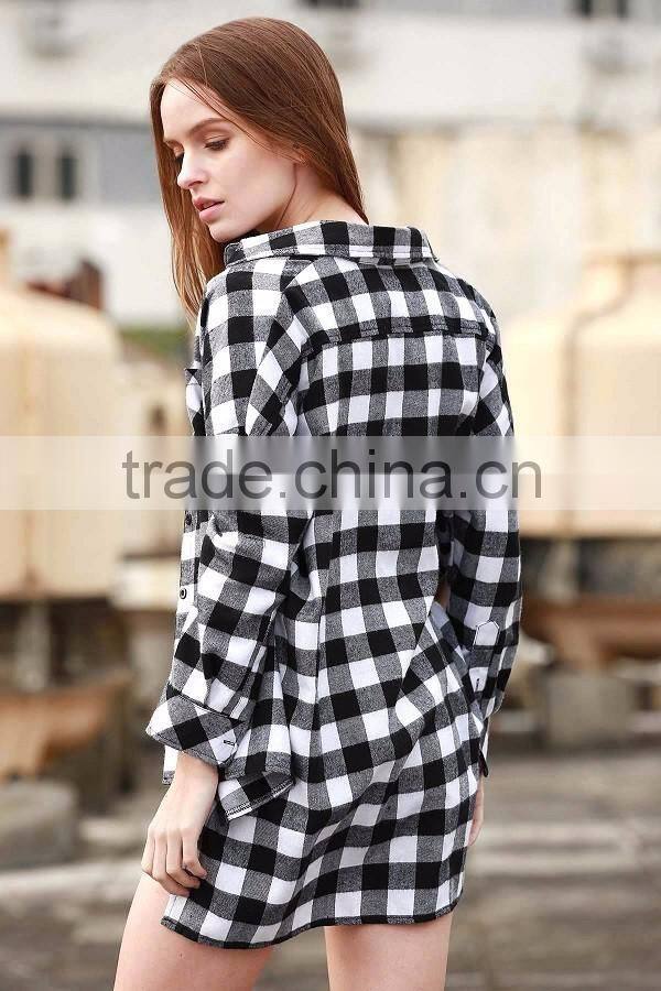 Hot Selling Fashion Women Long Sleeve Custom Plaid Shirt Wholesale Plaid Shirts Women