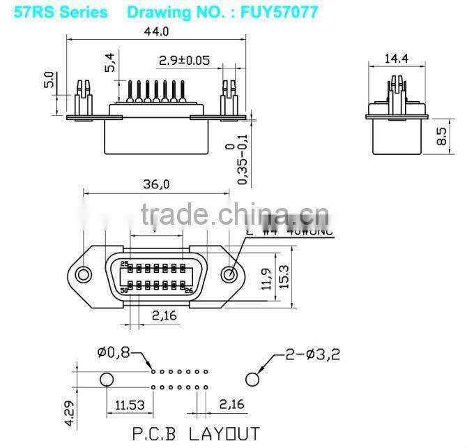 2.16mm Champ Female Receptacle PCB Straight Mount DIP Termination Socket Connector with Boad Lock